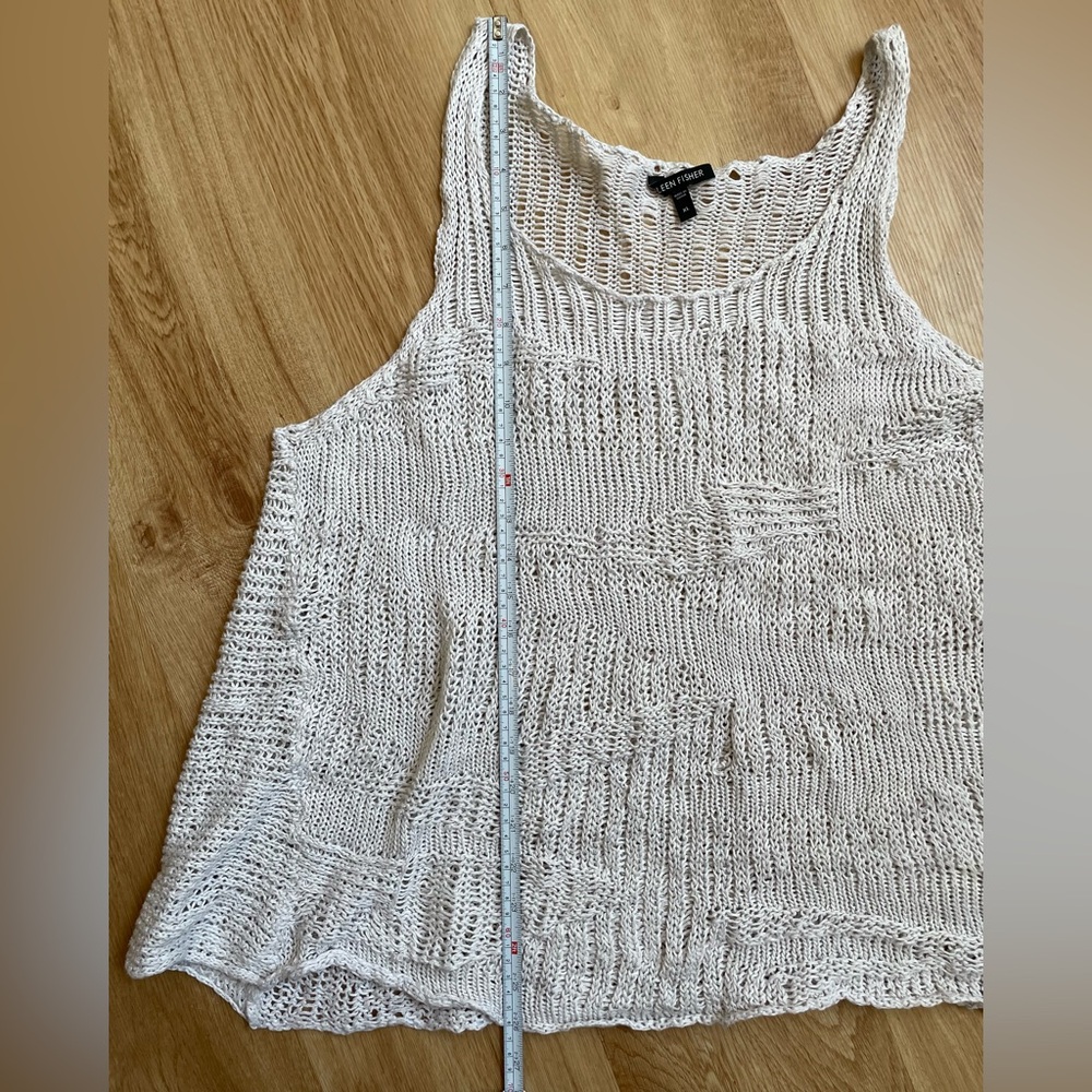 Eileen Fisher crochet knit tank top sleeveless sweater cream XL classic - Picture 7 of 7